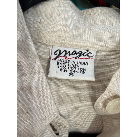 VTG‎ 90's Magic Linen Cotton Blend Dress Set Embroidered Size Small Beige Floral - Picture 9 of 9